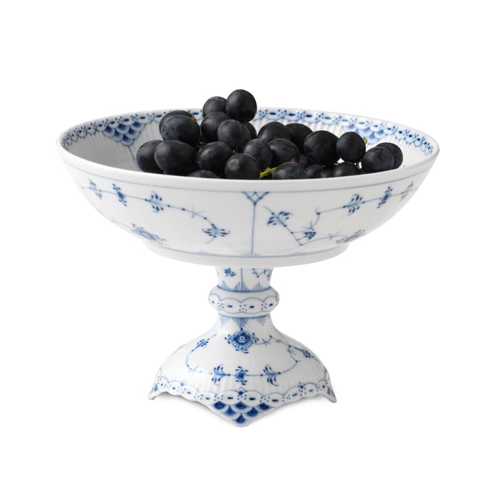 Musselmalet Halvblonde skål på fod - 15 cm - Royal Copenhagen