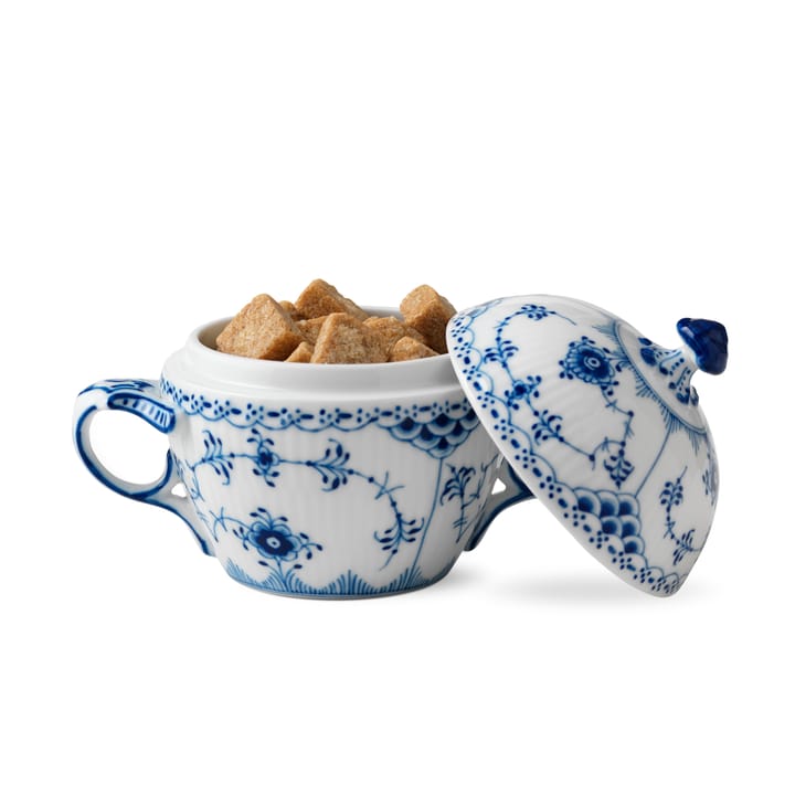 Musselmalet Halvblonde sukkerskål med låg - 20 cl - Royal Copenhagen