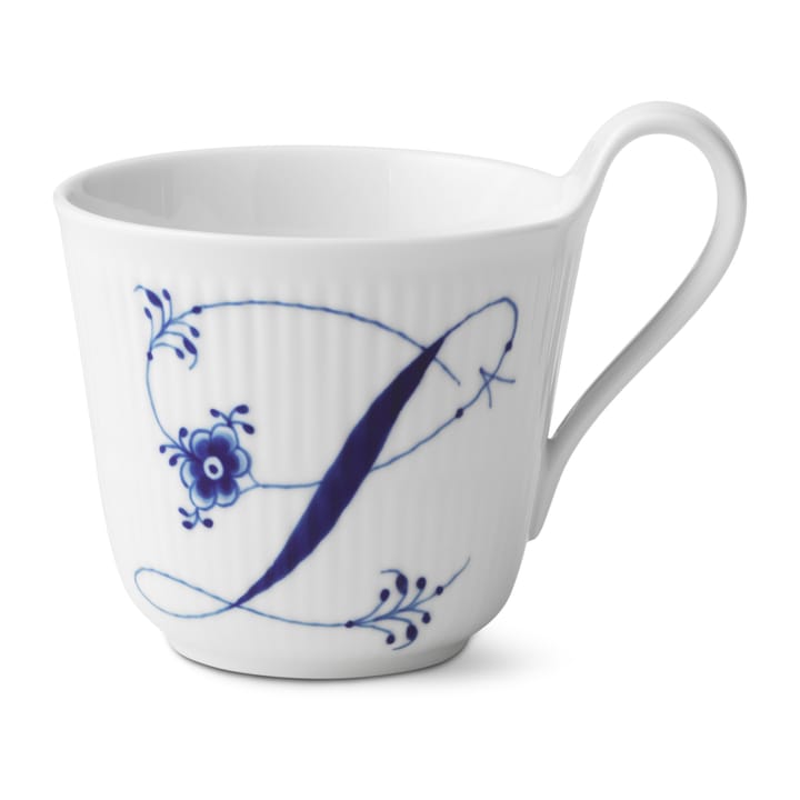 Musselmalet Riflet Alphabet krus 33 cl, L Royal Copenhagen