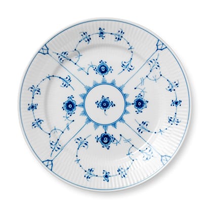 Musselmalet Riflet tallerken, Ø 22 cm Royal Copenhagen