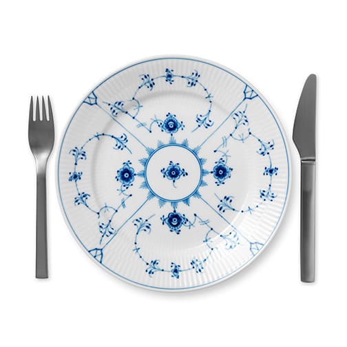 Musselmalet Riflet tallerken, Ø 22 cm Royal Copenhagen