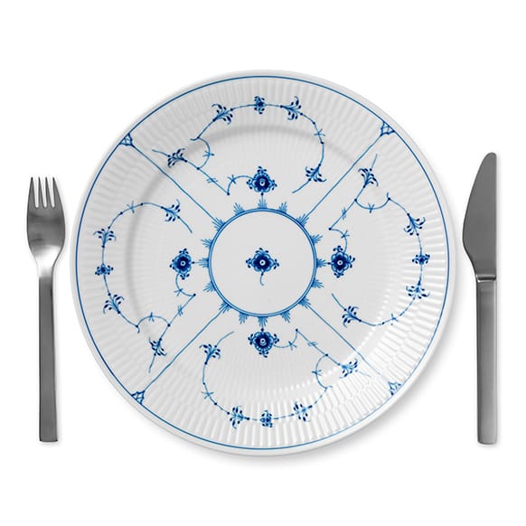 Musselmalet Riflet tallerken, Ø 27 cm Royal Copenhagen