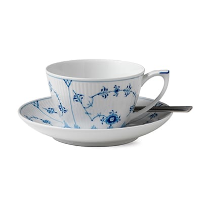 Musselmalet Riflet tekop og underkop, 28 cl Royal Copenhagen