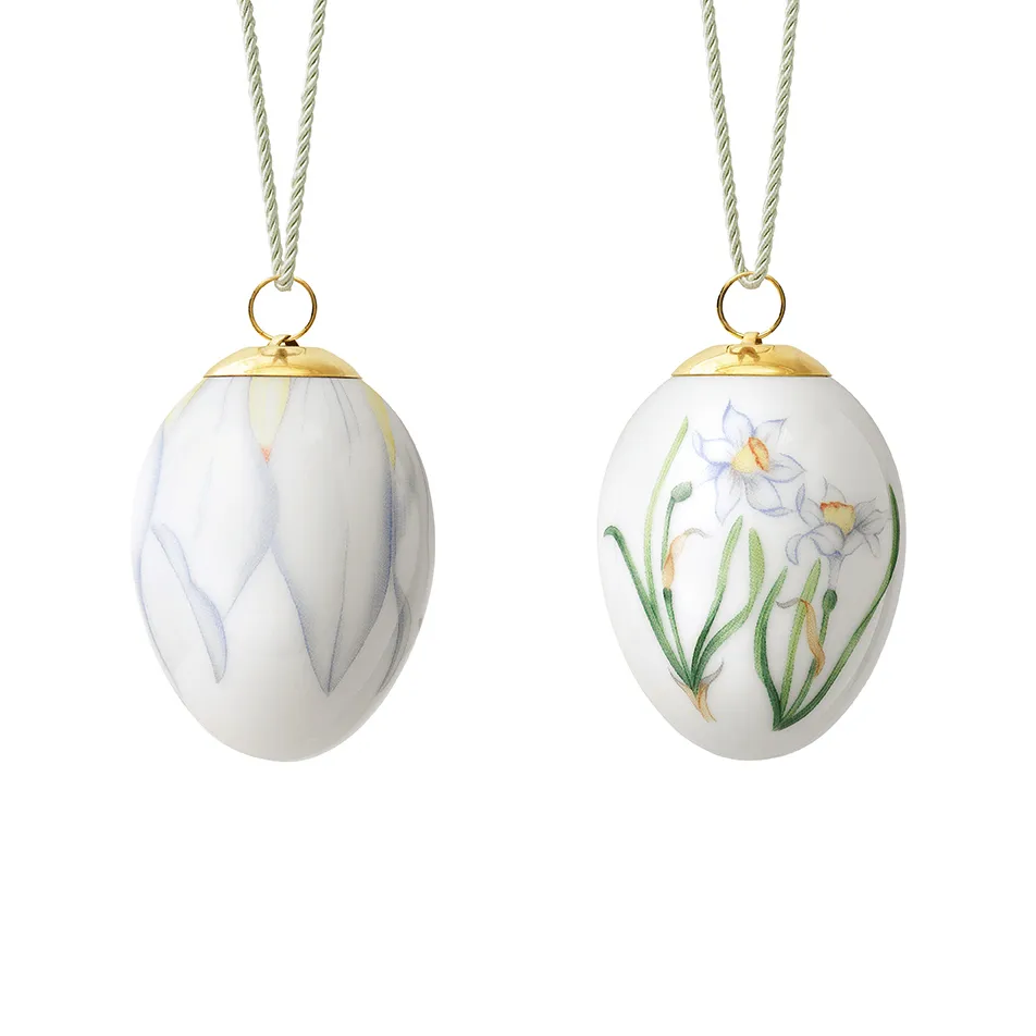 Royal Copenhagen påskeæg 2022 6 cm 2 dele, Poetens påskelilje knop & blad Royal Copenhagen