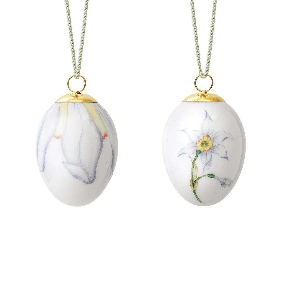 Royal Copenhagen påskeæg 2022 6 cm 2 dele, Poetens påskelilje knop & blad Royal Copenhagen