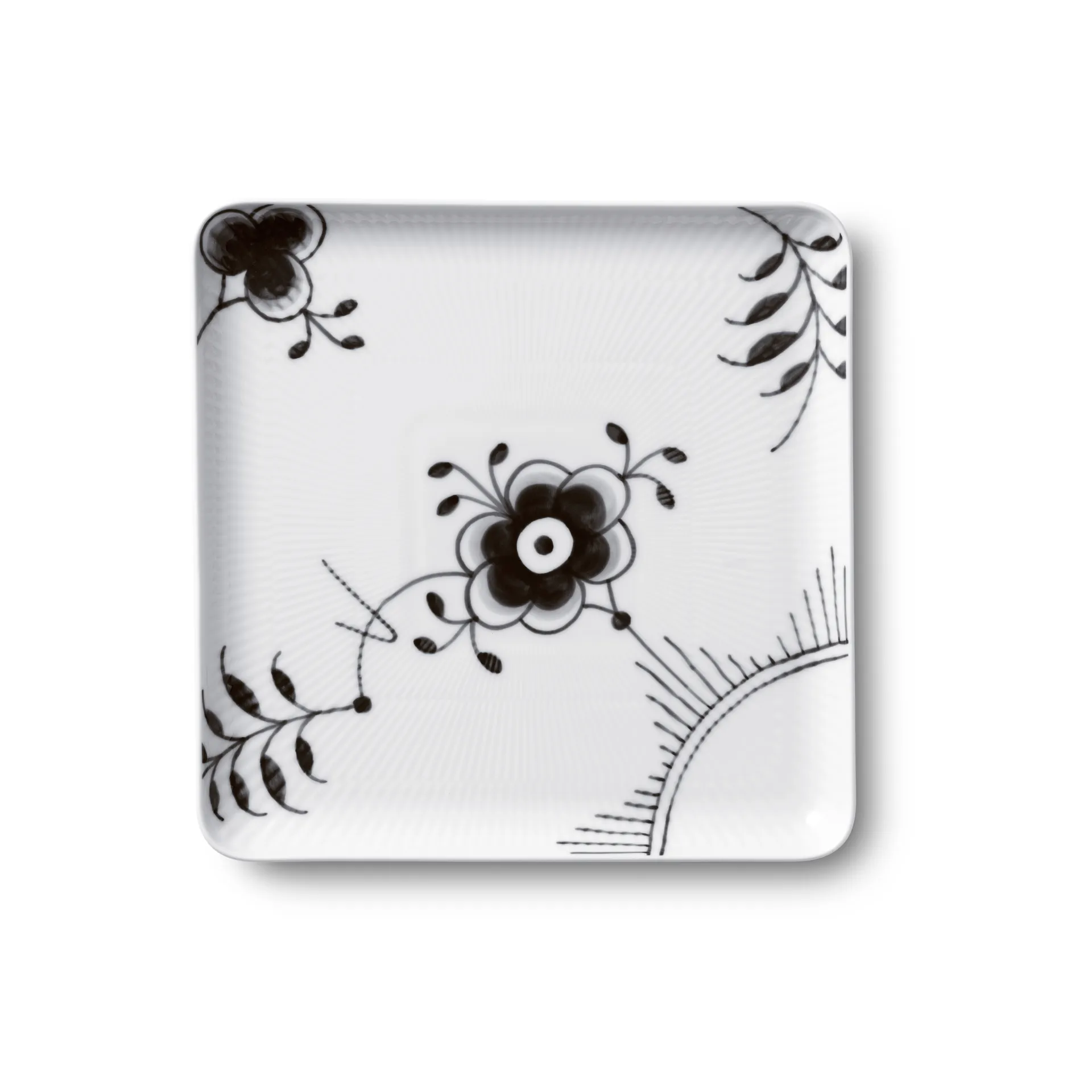 Sort Mega Riflet kvadratisk tallerken, 20x20 cm Royal Copenhagen