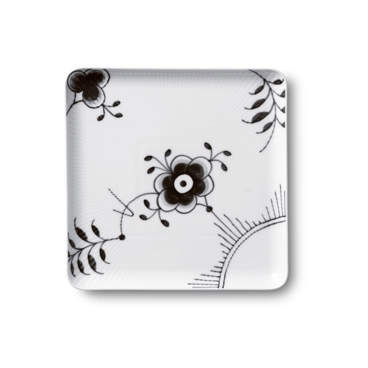 Sort Mega Riflet kvadratisk tallerken, 20x20 cm Royal Copenhagen