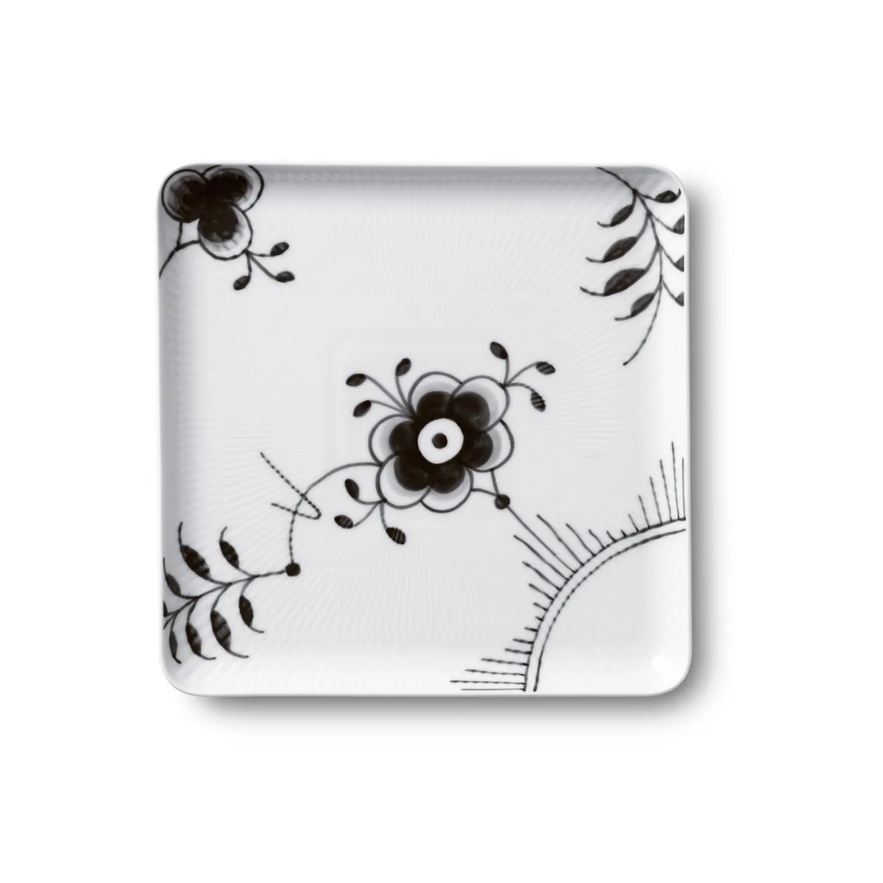 Royal Copenhagen Sort Mega Riflet kvadratisk tallerken 20x20 cm