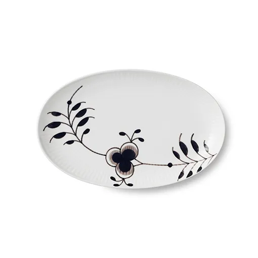 Sort Mega Riflet ovalt fad, 23 cm Royal Copenhagen