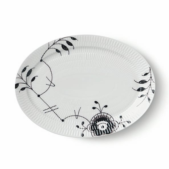Sort Mega Riflet ovalt fad, 28 cm Royal Copenhagen