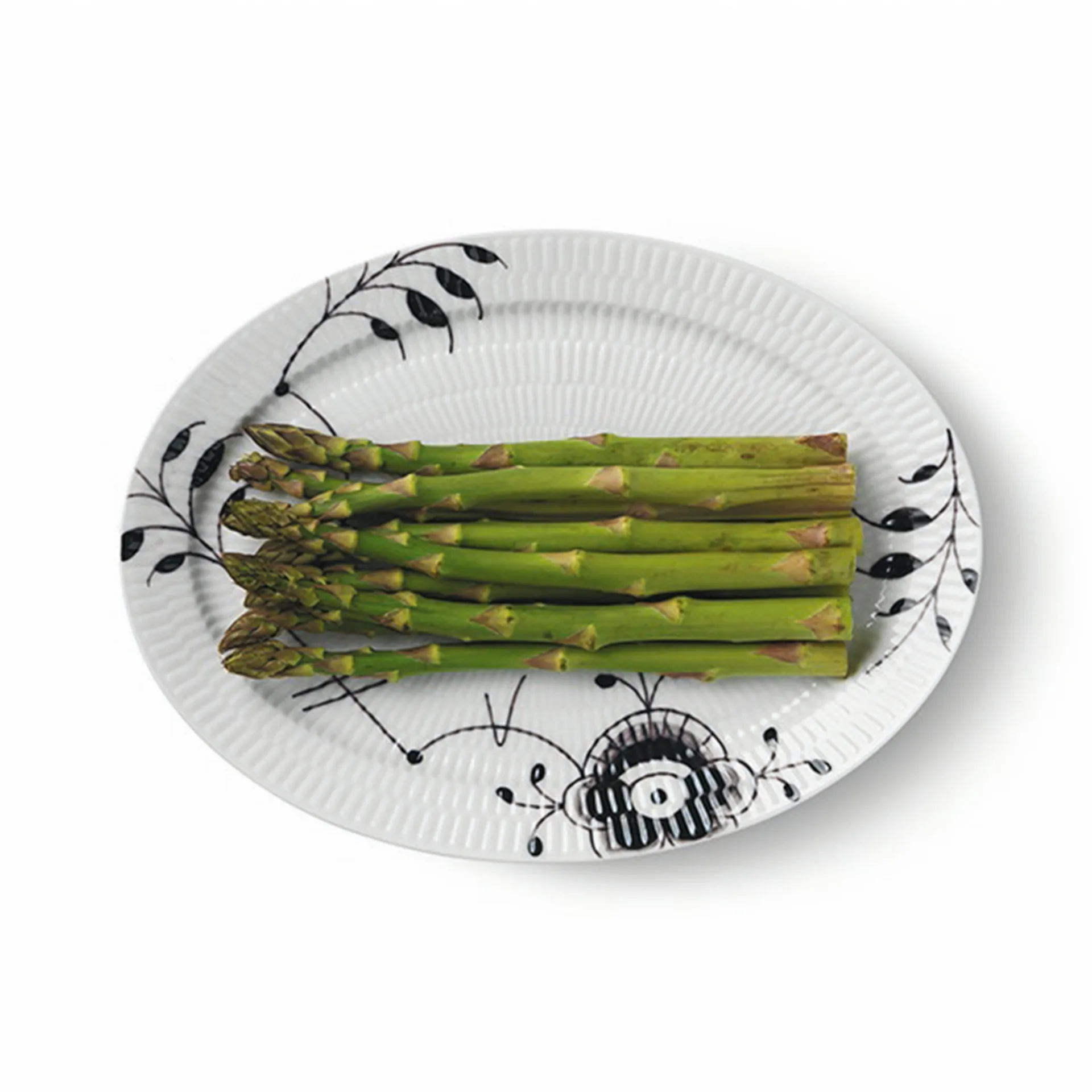 Sort Mega Riflet ovalt fad, 28 cm Royal Copenhagen