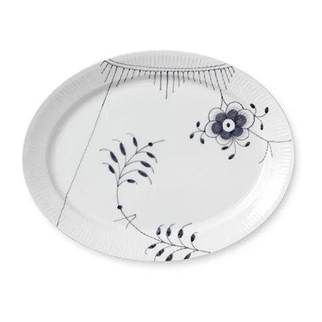 Sort Mega Riflet ovalt fad, 33 cm Royal Copenhagen