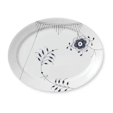 Sort Mega Riflet ovalt fad - 33 cm - Royal Copenhagen