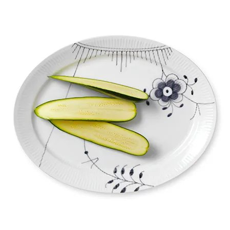 Sort Mega Riflet ovalt fad, 33 cm Royal Copenhagen