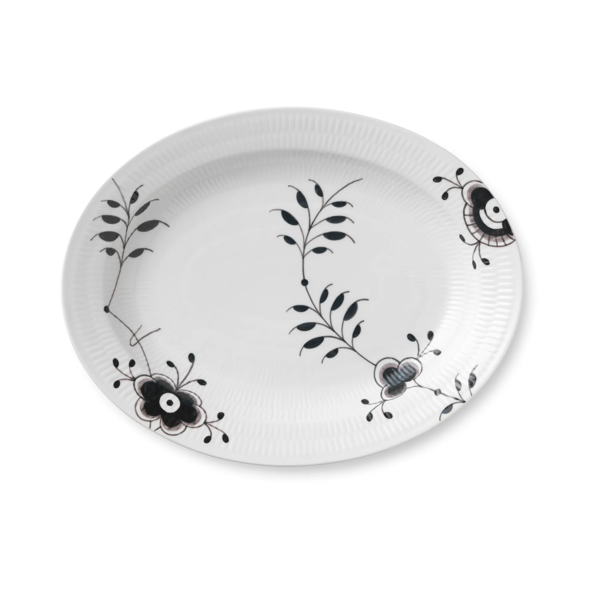 Sort Mega Riflet ovalt fad, 36,5 cm Royal Copenhagen