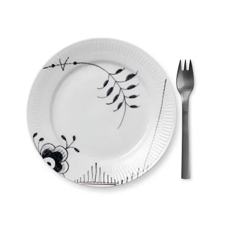 Sort Mega Riflet tallerken 2, Ø 19 cm Royal Copenhagen