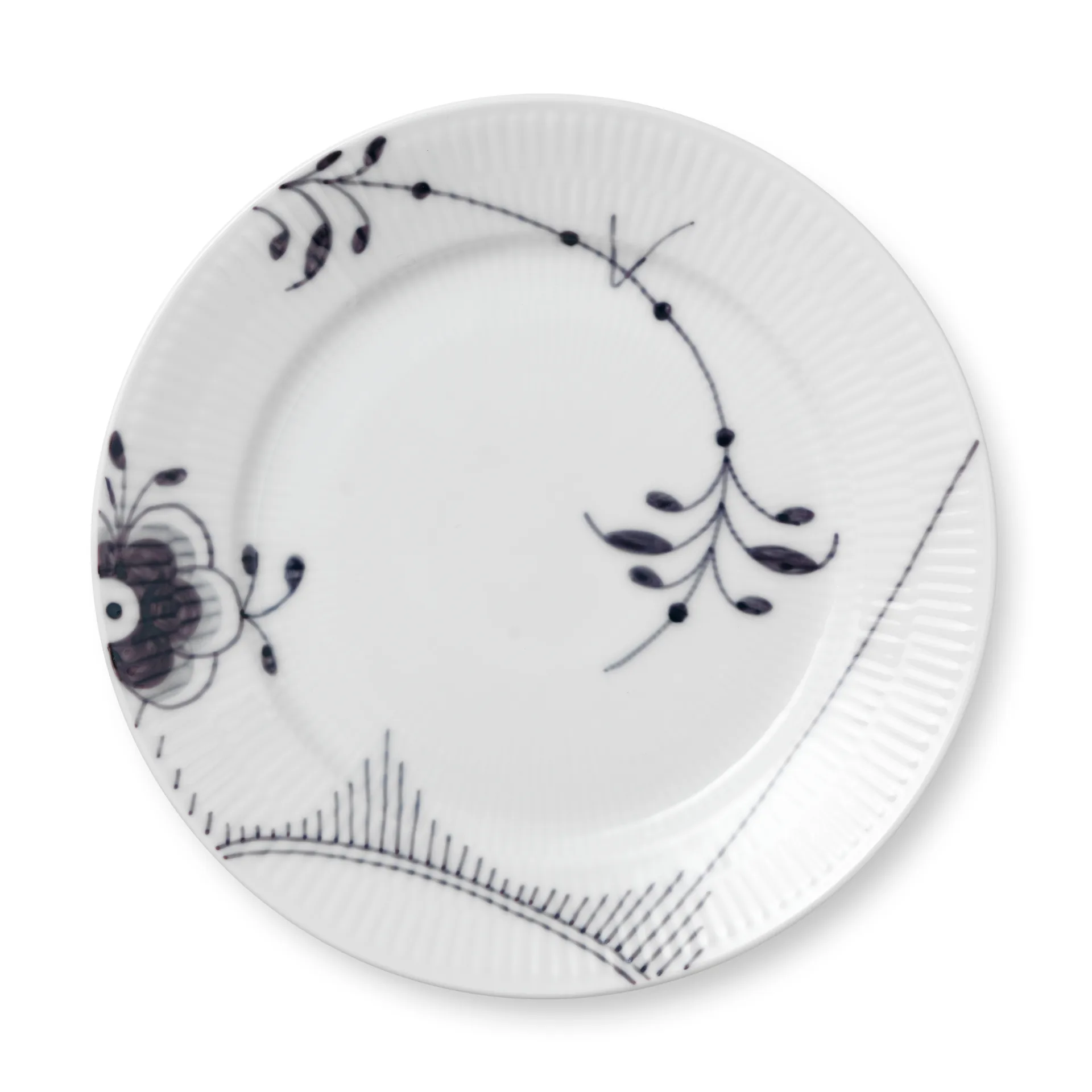 Sort Mega Riflet tallerken 2, Ø 22 cm Royal Copenhagen