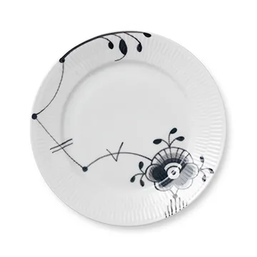 Sort Mega Riflet tallerken 6 - Ø 22 cm - Royal Copenhagen