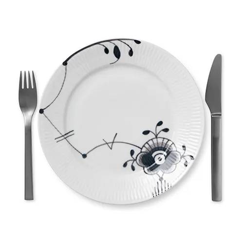 Sort Mega Riflet tallerken 6, Ø 22 cm Royal Copenhagen