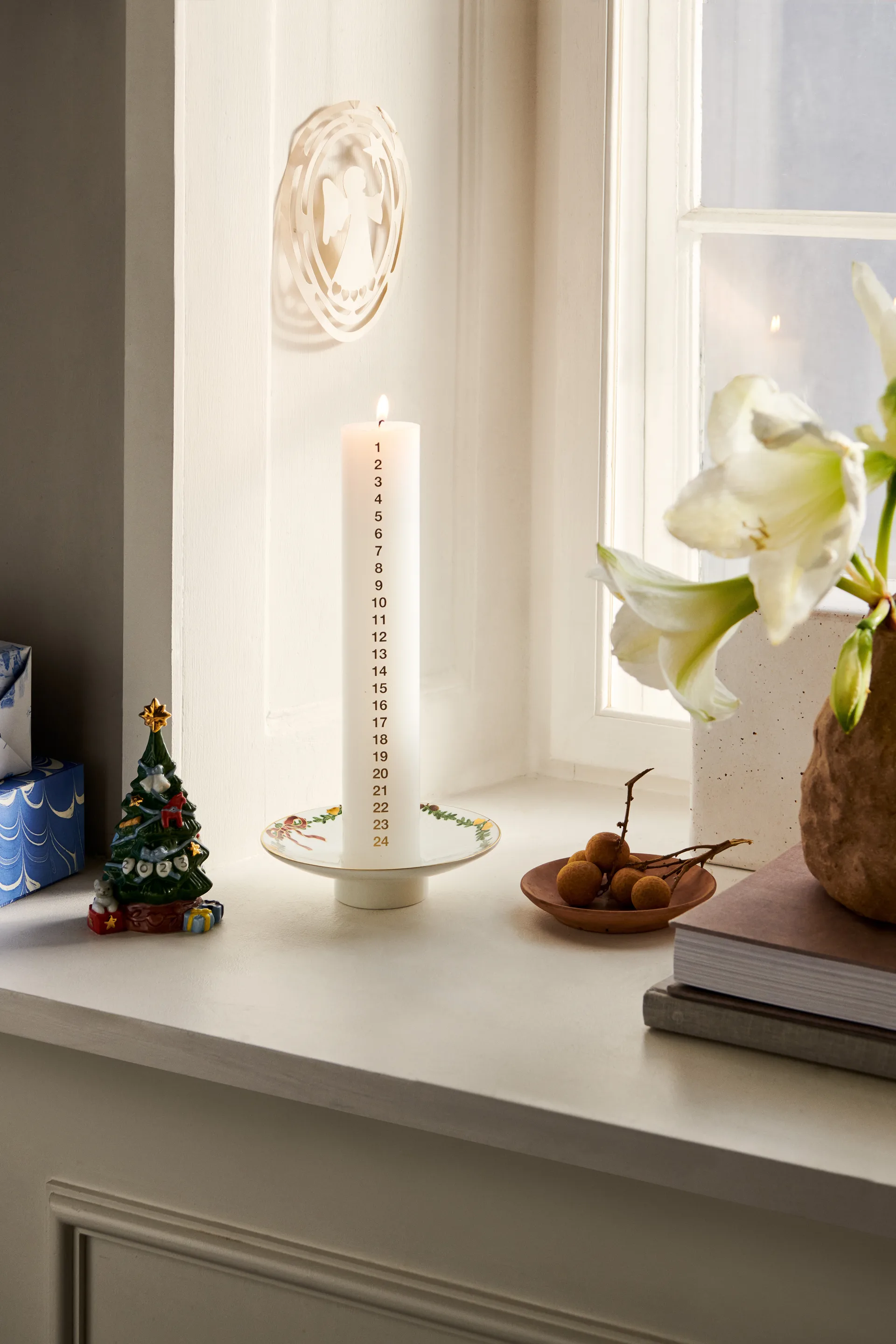 Star Fluted Christmas fyrfadsstage Ø15,5 cm, Hvid Royal Copenhagen