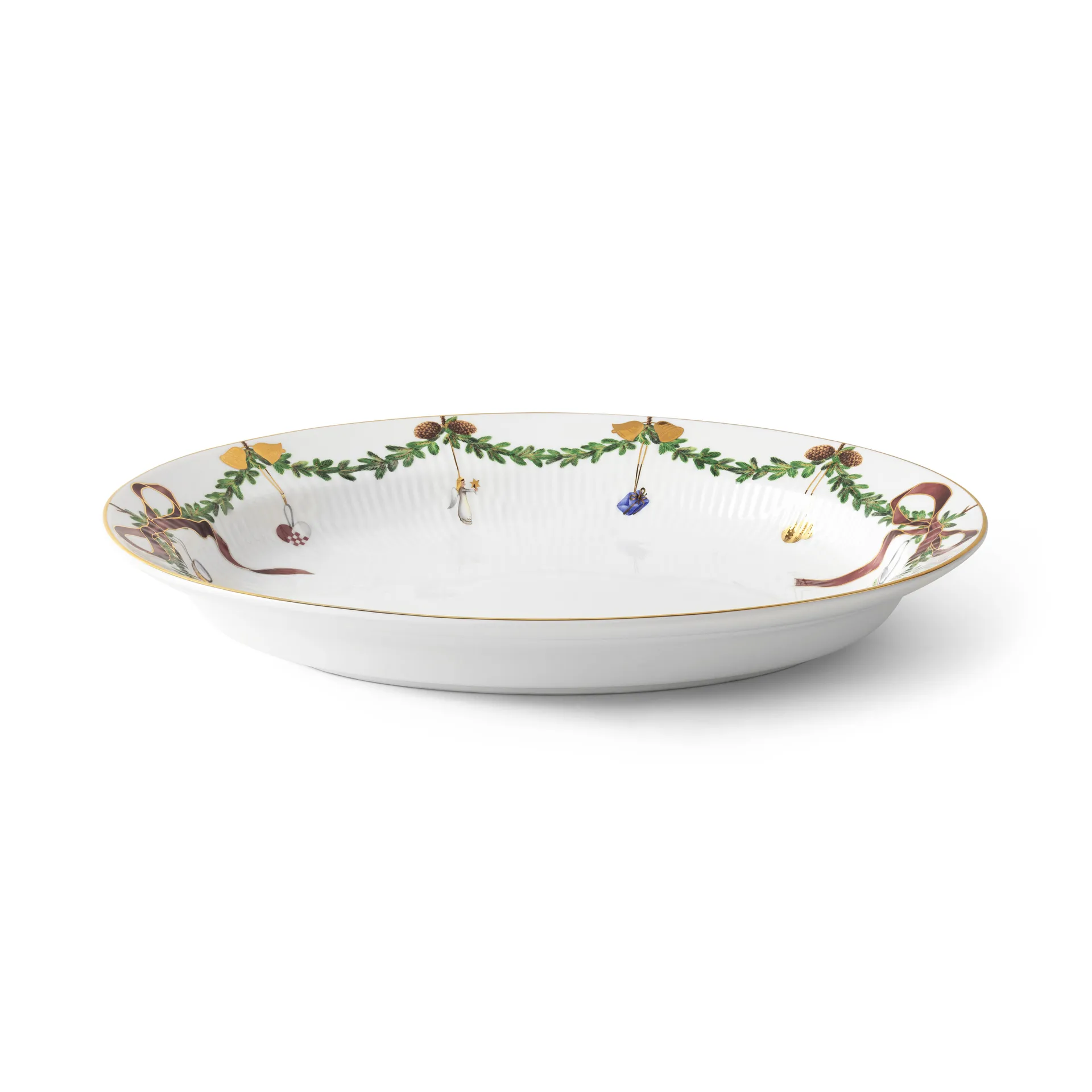 Star Fluted Christmas ovalt fad, 25,4x34,5 cm Royal Copenhagen