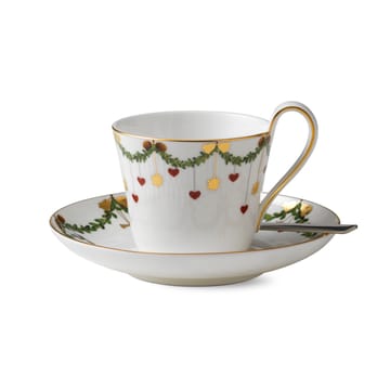 Stjerne Riflet Jul kop og underkop - 24 cl-højt håndtag - Royal Copenhagen