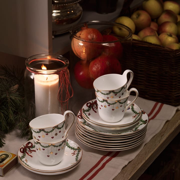 Stjerne Riflet Jul kop og underkop, 24 cl-højt håndtag Royal Copenhagen