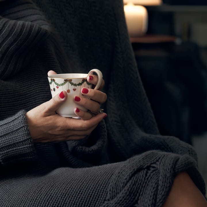 Stjerne Riflet Jul kop og underkop, 24 cl-højt håndtag Royal Copenhagen