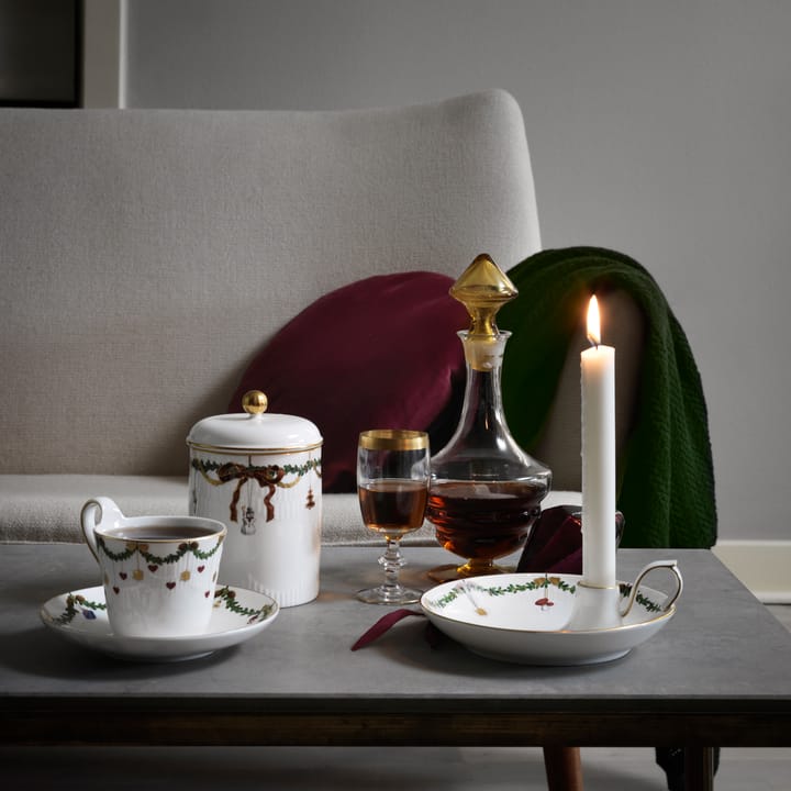 Stjerne Riflet Jul lysestage, hvid Royal Copenhagen