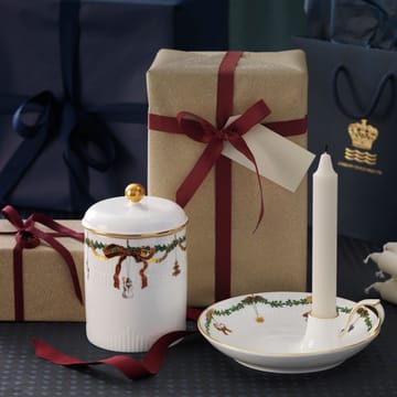 Stjerne Riflet Jul lysestage - hvid - Royal Copenhagen