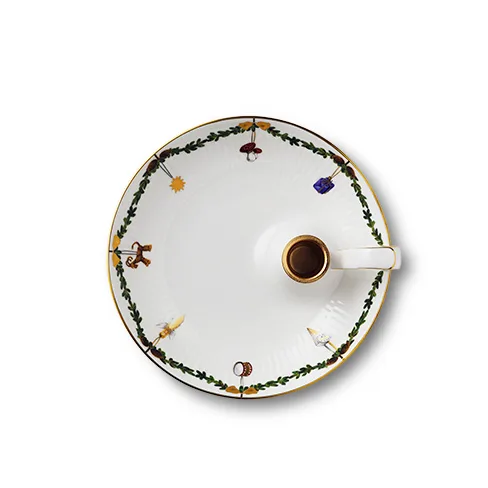 Stjerne Riflet Jul lysestage, hvid Royal Copenhagen