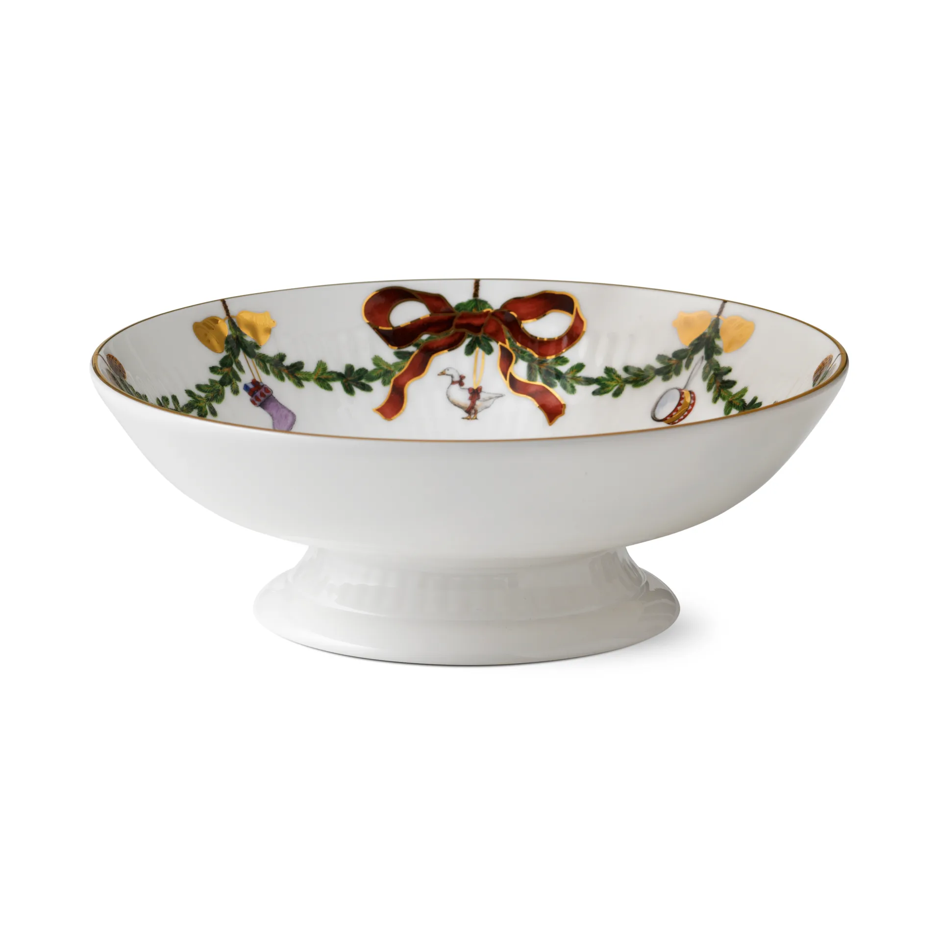 Stjerne Riflet Jul skål på fod, 6 cm Royal Copenhagen