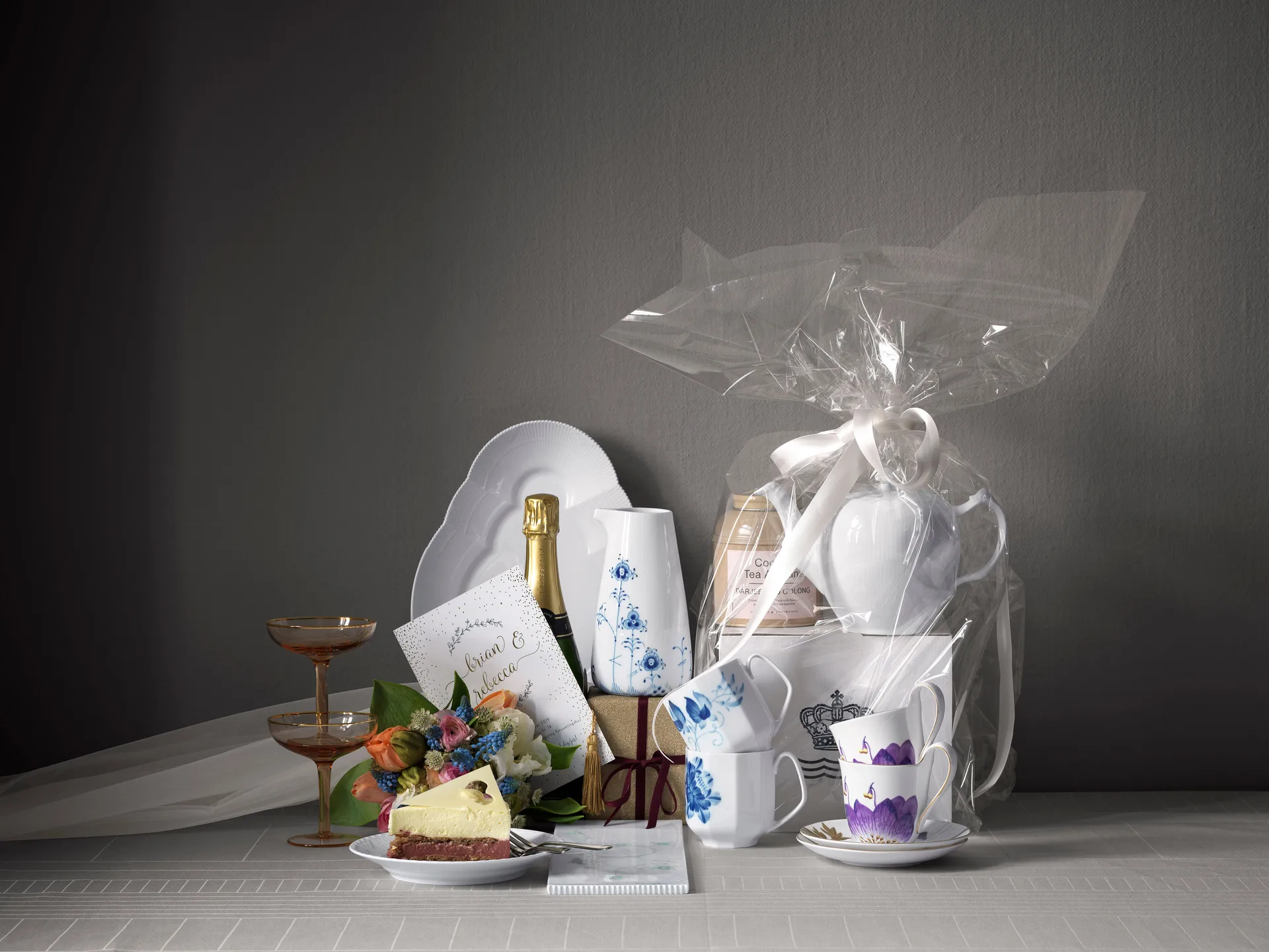 White Fluted Half Lace tekande, 1 L Royal Copenhagen