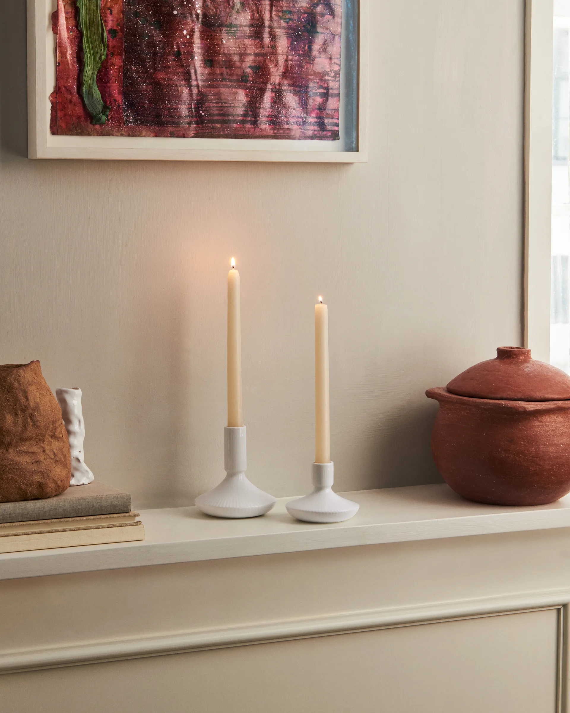 White Fluted lysestage 12 cm, Hvid Royal Copenhagen