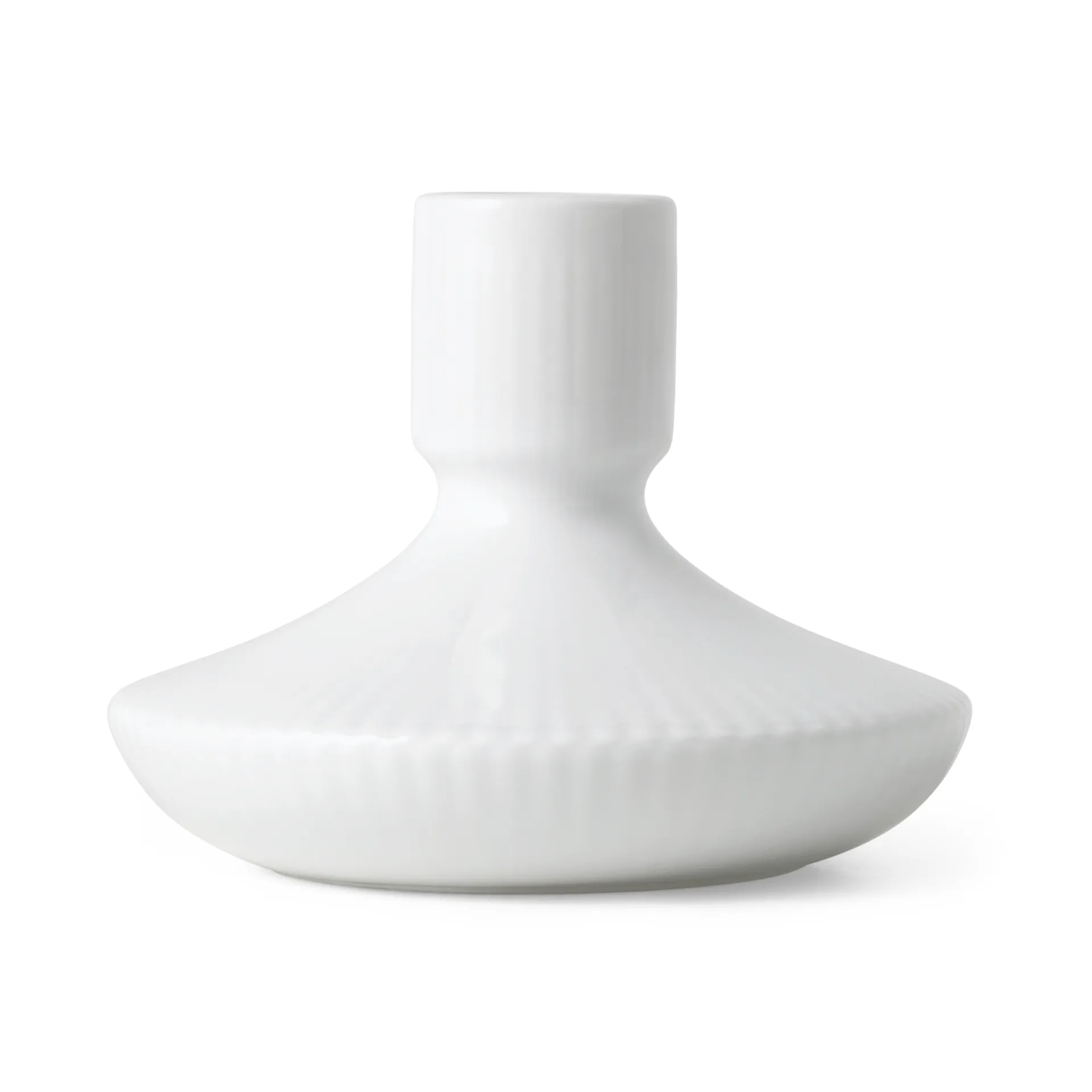 White Fluted lysestage 8 cm, Hvid Royal Copenhagen