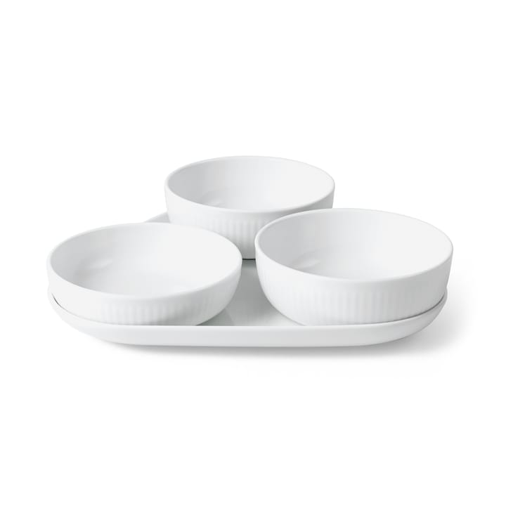 White Fluted serveringssæt 4 dele - Hvid - Royal Copenhagen