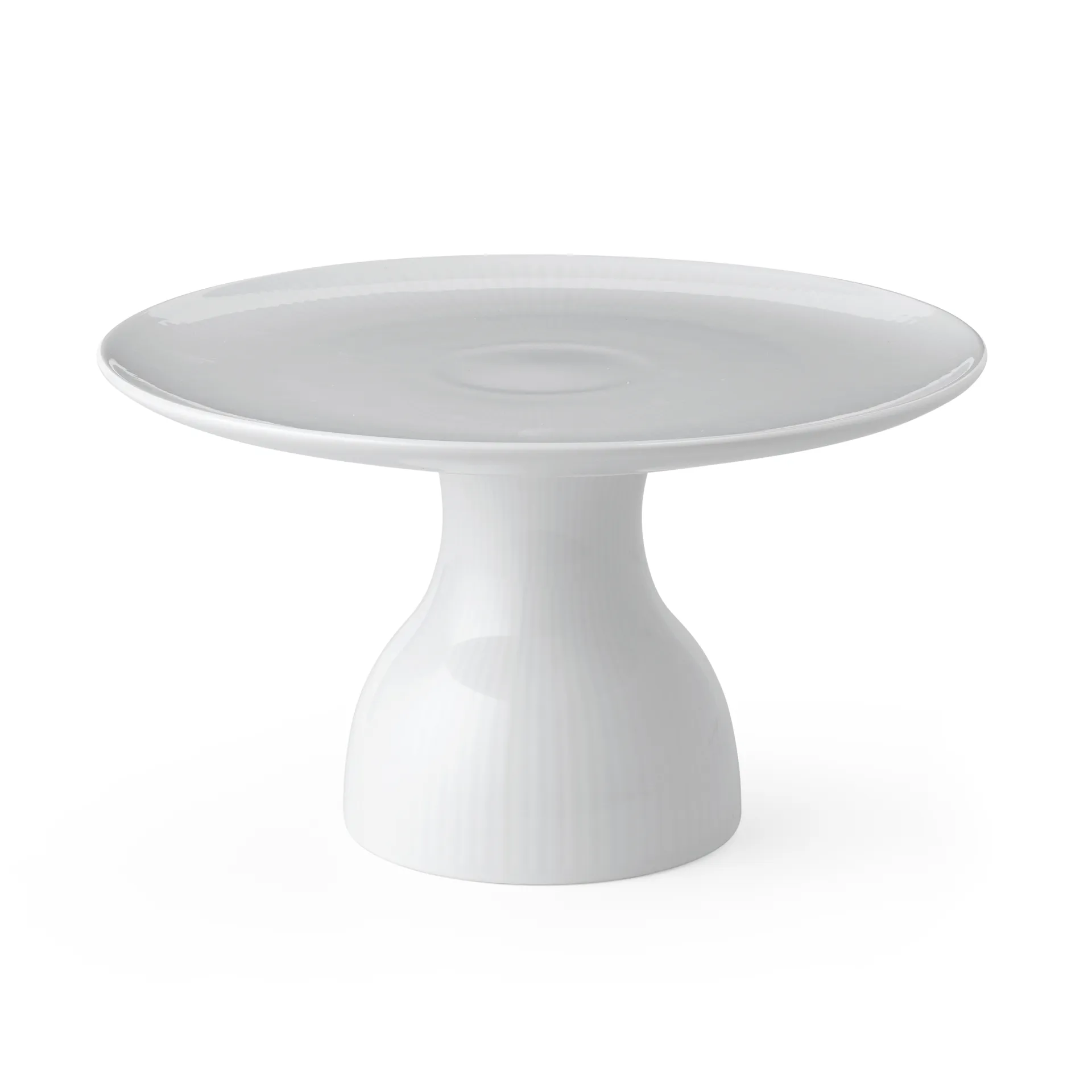 White Fluted tærtefad på fod Ø20 cm, Hvid Royal Copenhagen