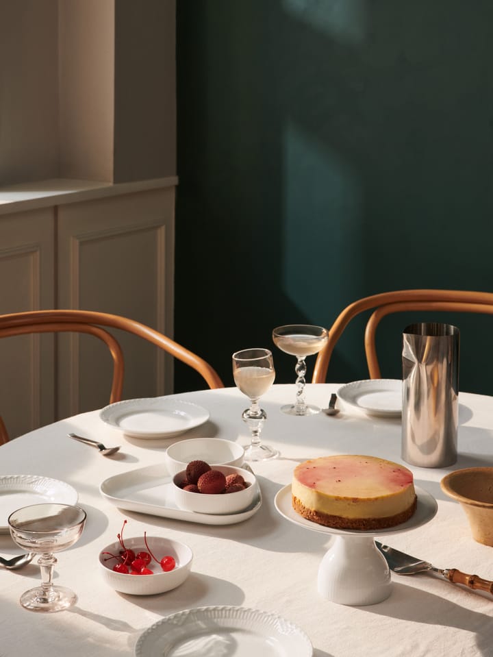 White Fluted tærtefad på fod Ø20 cm, Hvid Royal Copenhagen