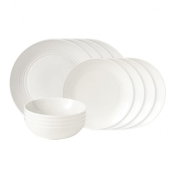 Maze tallerkensæt 12 dele - Hvid - Royal Doulton