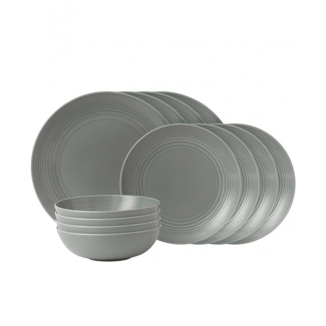 Maze tallerkensæt 12 dele - Mørkegrå - Royal Doulton