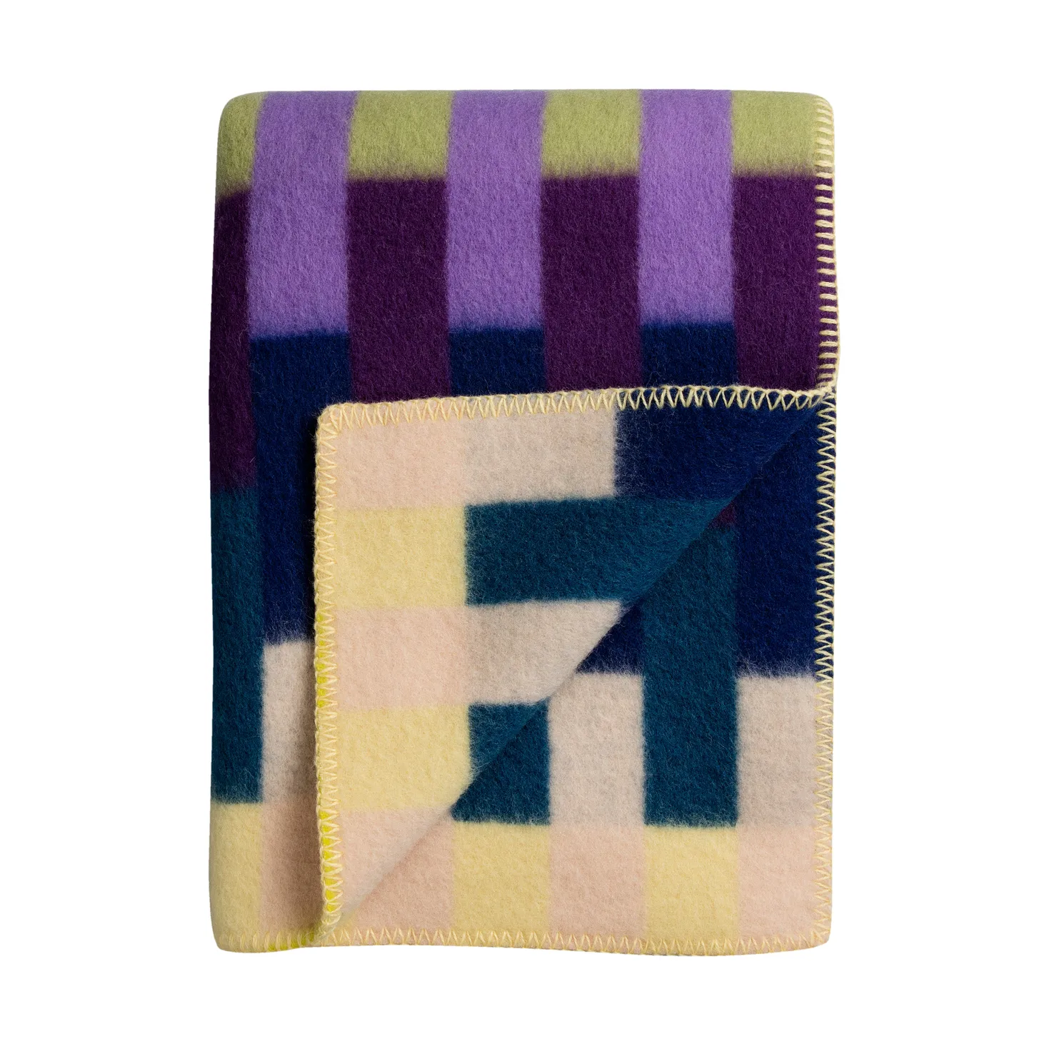 Åsmund Bold tæppe 135x200 cm, Yellow-blue Røros Tweed