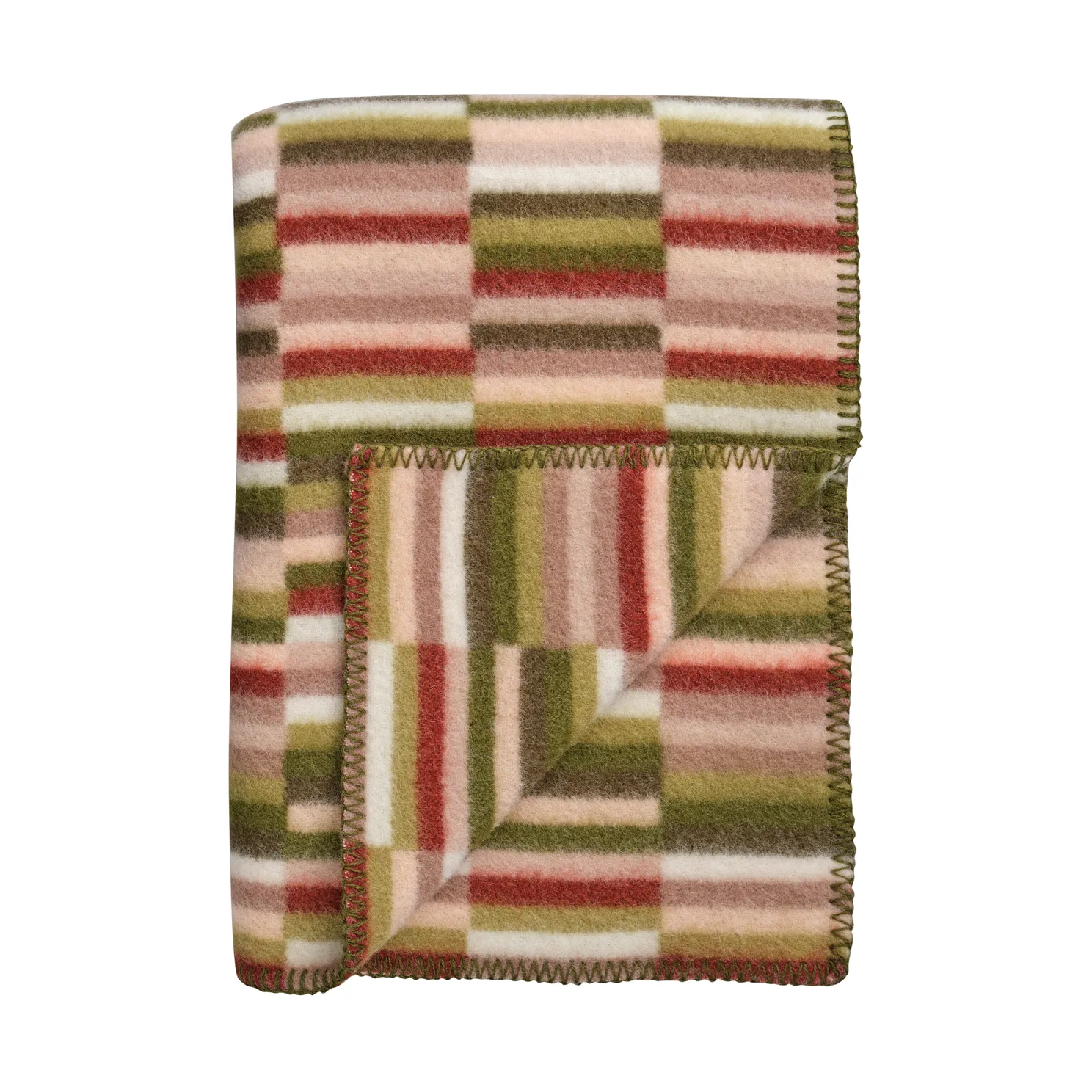 Ida tæppe 135x200 cm, Olive burgundy Røros Tweed