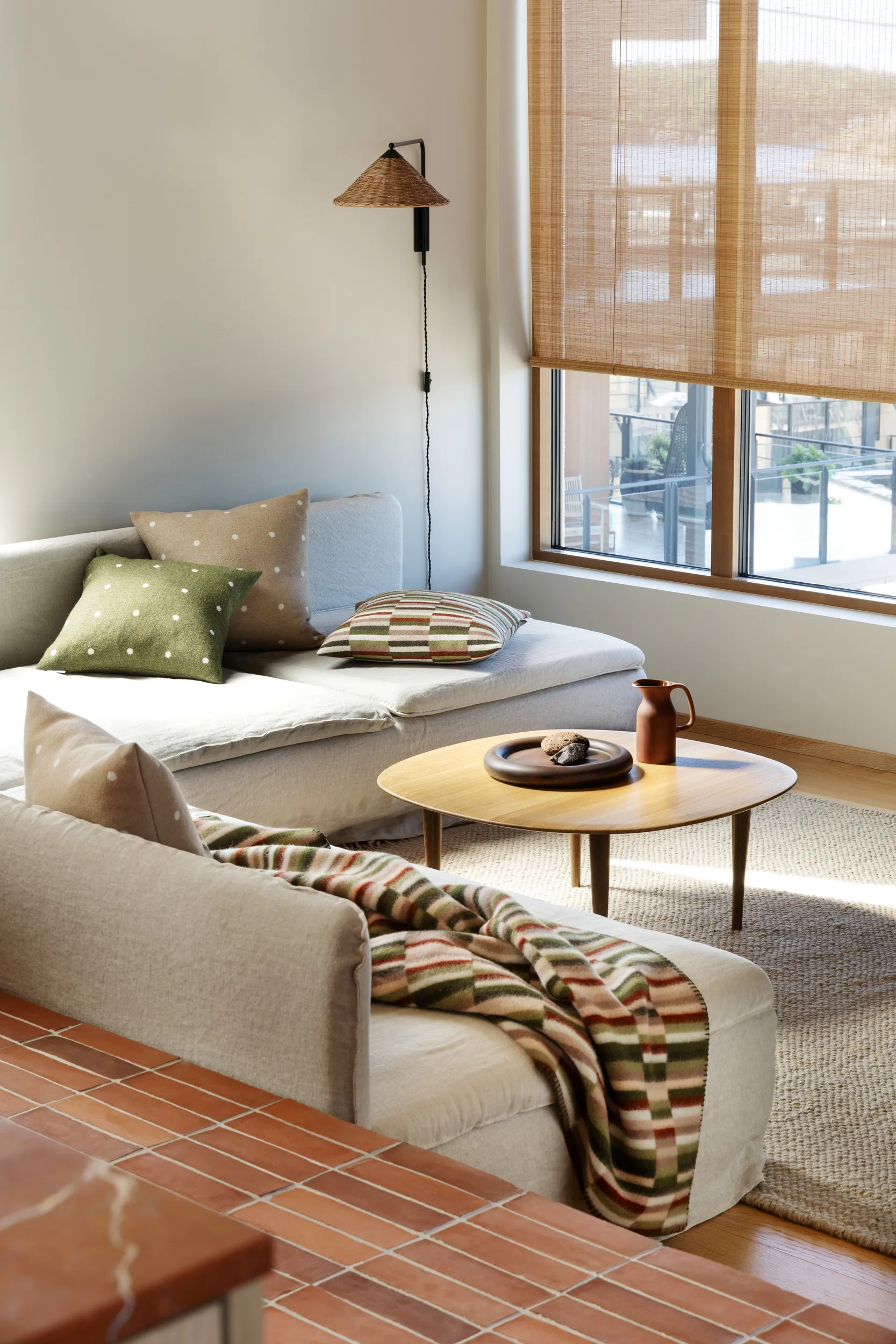 Ida tæppe 135x200 cm, Olive burgundy Røros Tweed