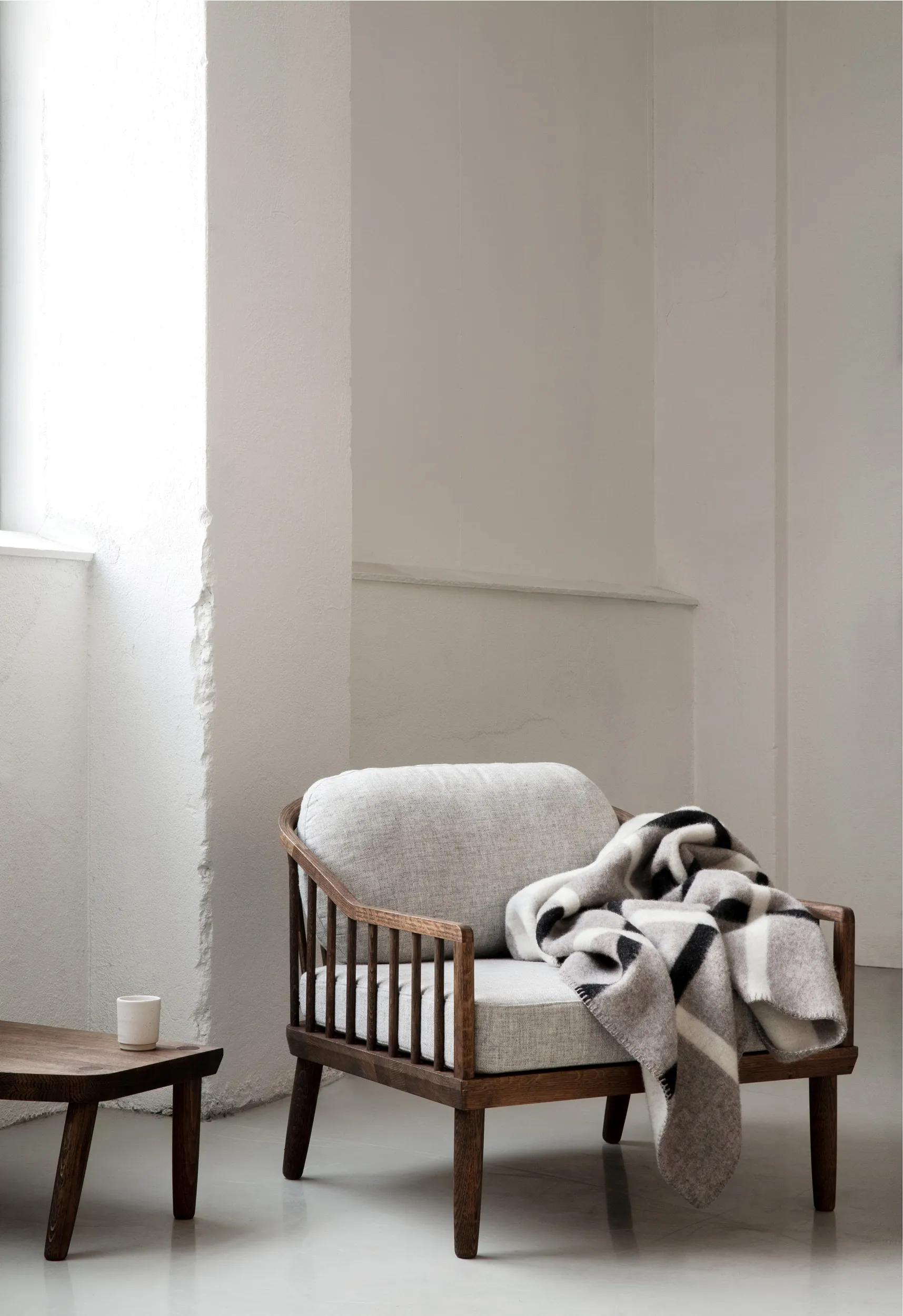 Knut tæppe 135x200 cm, Dove grey Røros Tweed