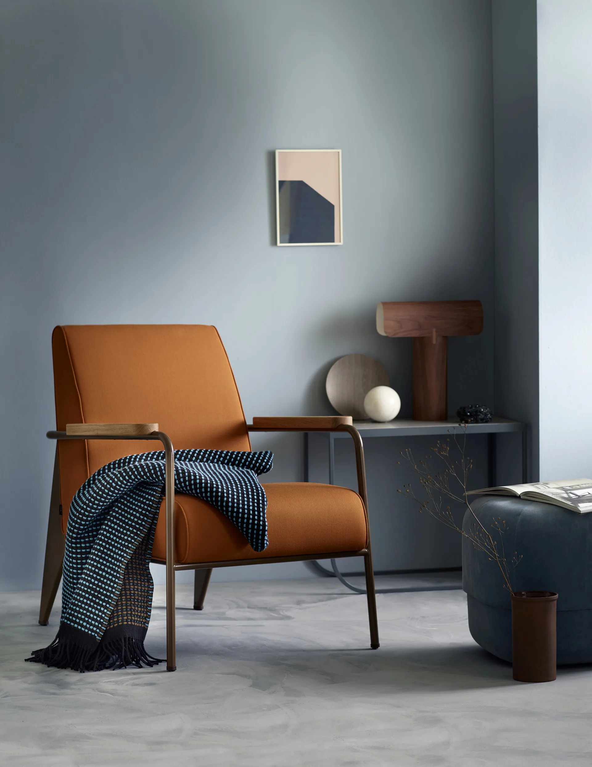 Lofoten plaid 150x210 cm, Blue-mule Røros Tweed