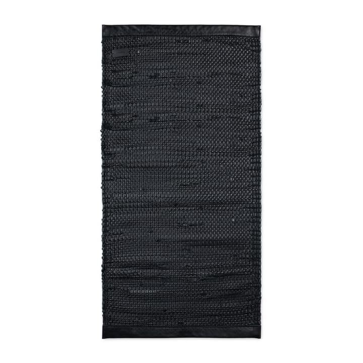Calf Leather Porto tæppe 65x135 cm - Matte Black - Rug Solid