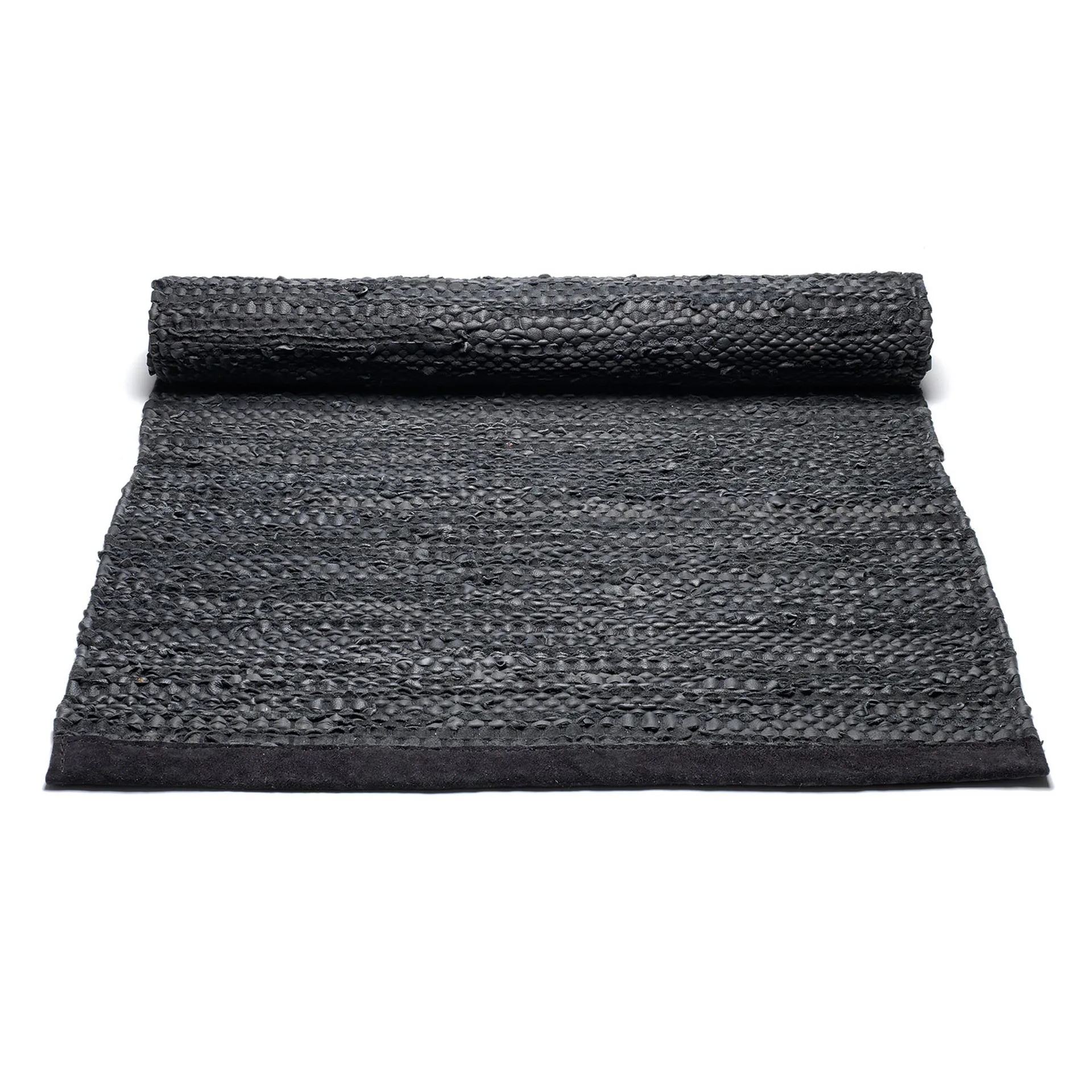 Leather måtte 140x200 cm, black (sort) Rug Solid