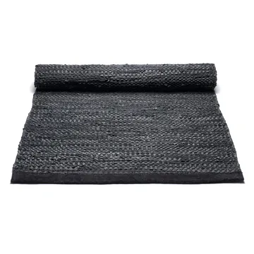 Leather måtte 140x200 cm - black (sort) - Rug Solid