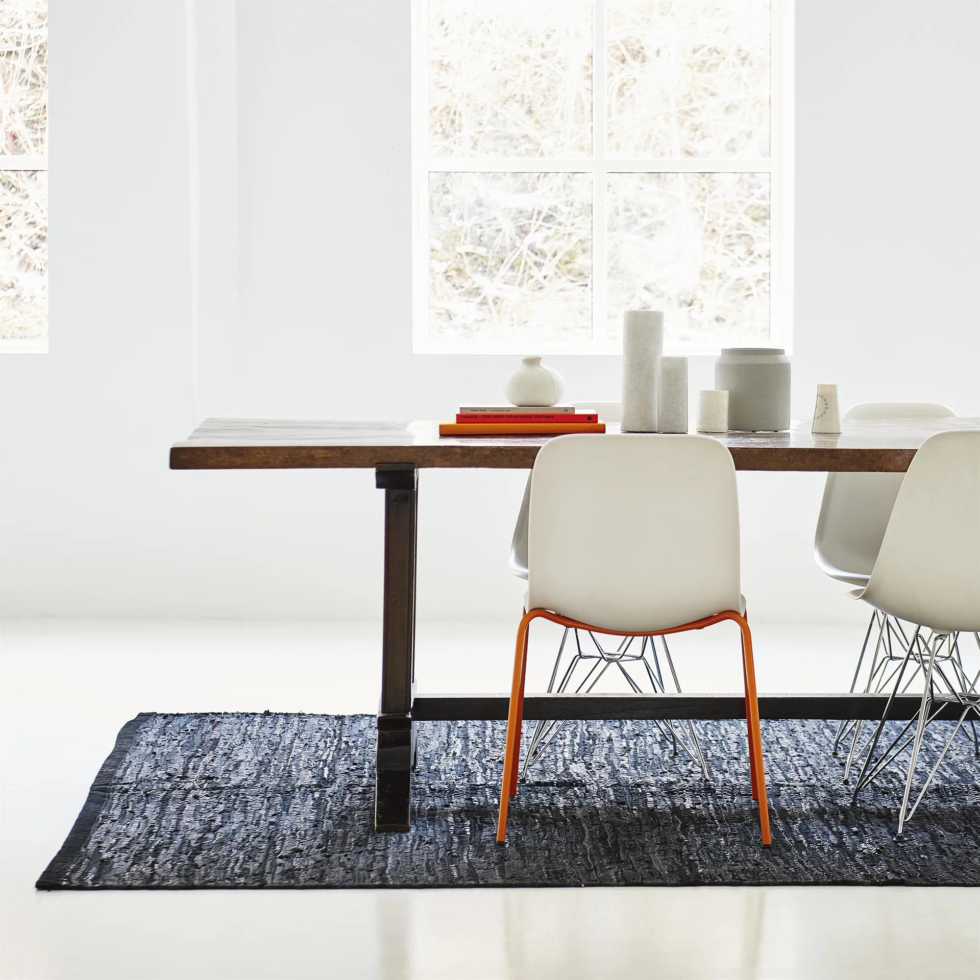 Leather måtte 60x90 cm, black (sort) Rug Solid