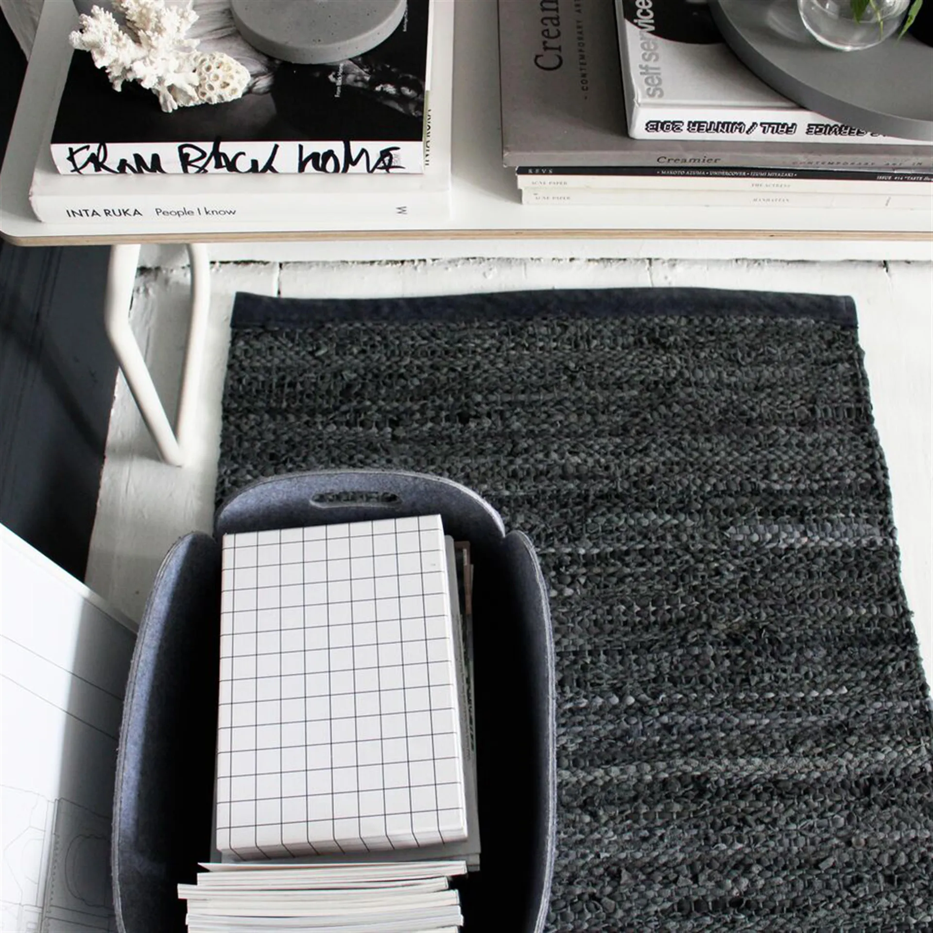 Leather måtte 60x90 cm, black (sort) Rug Solid